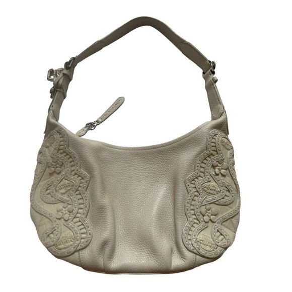 Brighton Masterpiece White Nikki Leather Shoulder Handbag with Hidden Pockets - Picture 1 of 10